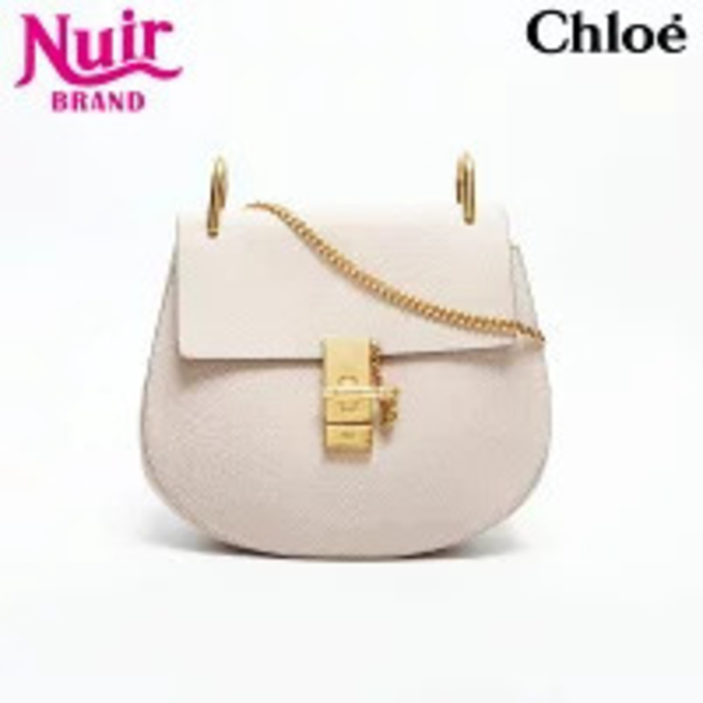 Chloe Drew Leather Shoulder Bag Beige